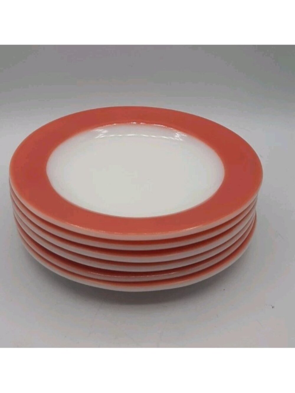 7 Vintage Pyrex Flamingo Pink Band Bread Butter Plate 6 3/4" Salad Dessert Plate